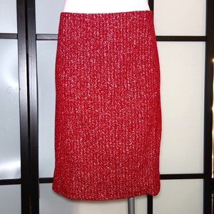 Vintage Late-90s Dazzling Red & Silver Sparkly Stretch Lame Midi Skirt